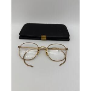 Vtg Antique American Optical 1-10 12K Gold Filled 6 1/2 Frame Glasses With Case